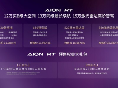 11.98-16.98万！A+王者AION RT预售